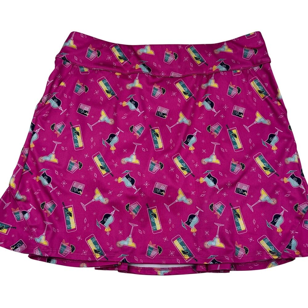 Coral Bay Golf Martini Drink Fun Pink Print Performance Golf Skort Women's SZ PS